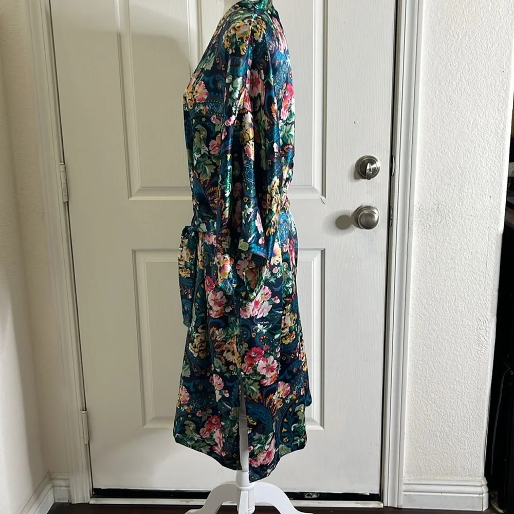 Vintage Victoria's Secret Gold Label Robe Kimono Floral Paisley Silky Satin OSFA